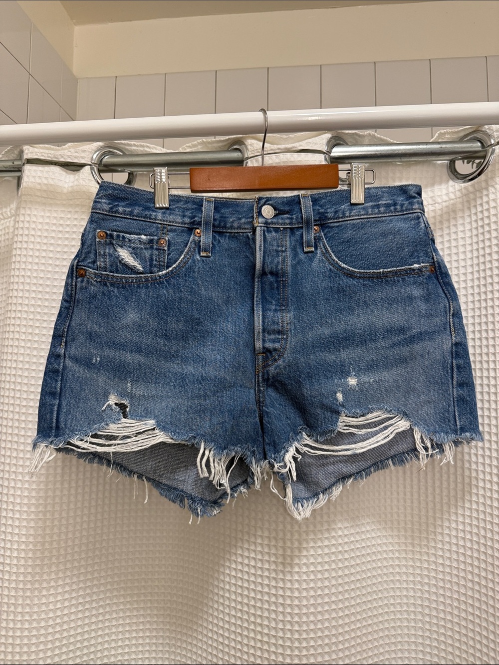 Levi’s Distressed High-Rise Denim Cutoff Shorts - Size 28